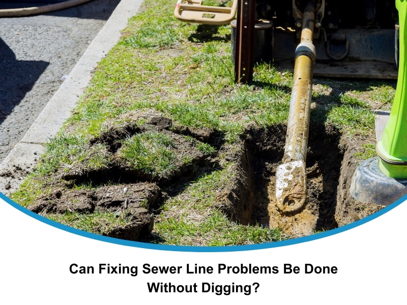 Trenchless machine fixing sewer line without digging through lawn