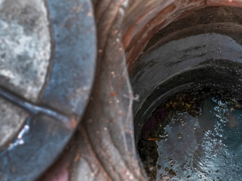 Dirty sewer line showing buildup, checked using camera to check sewer line for blockage detection.