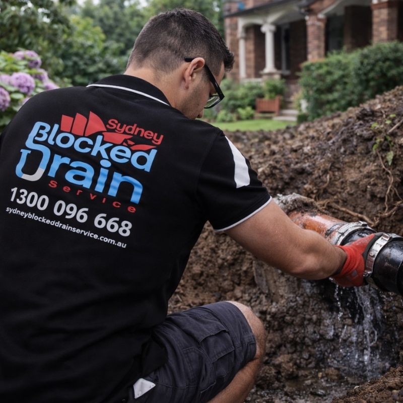 Plumber sealing relined pipe connection during trenchless pipe relining in Sydney