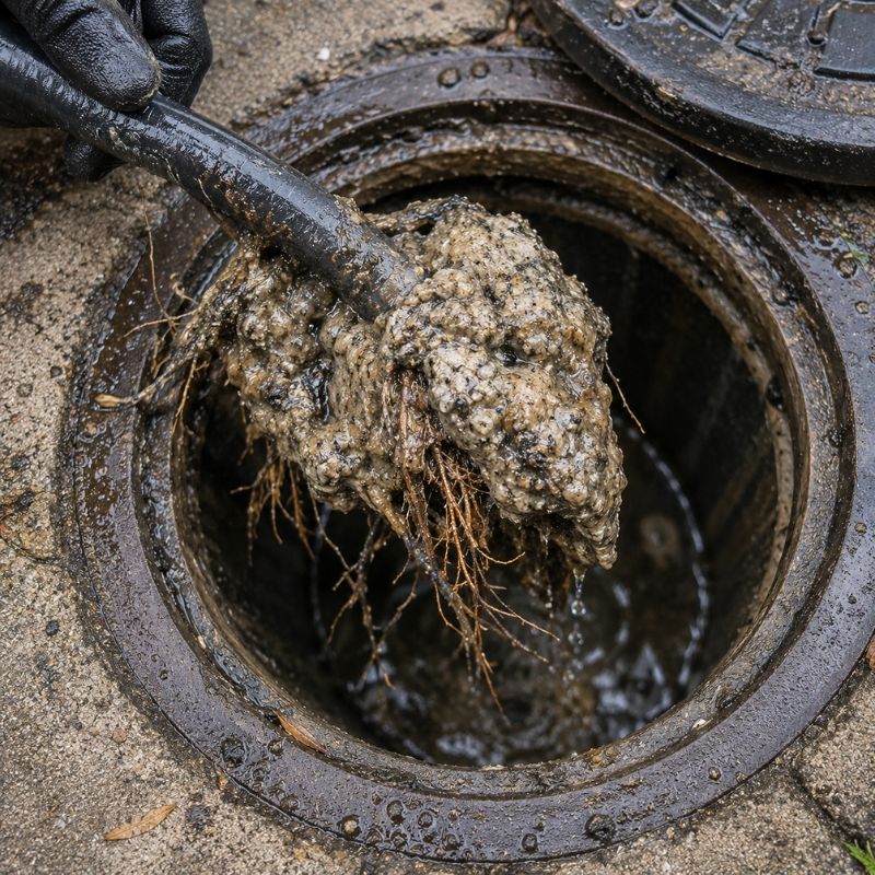 Grease sludge and tree root debris flushed out of a Sydney drain after jetting