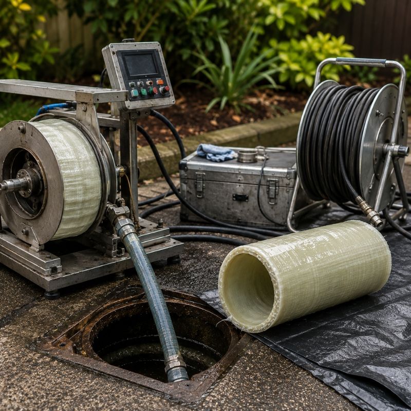 Licensed and insured Sydney drainage plumber on site for a pipe relining job