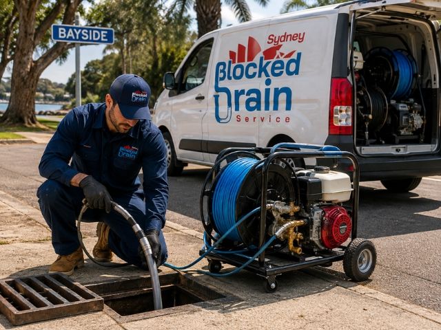 Drain service technician with a compact jetting rig