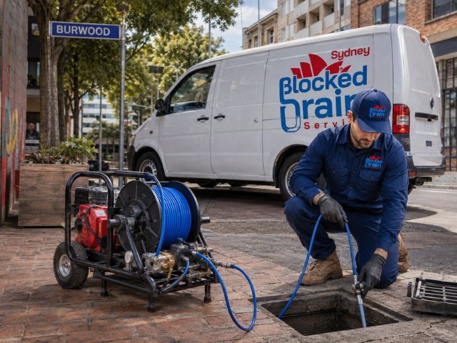 Drain service technician with a compact jetting rig