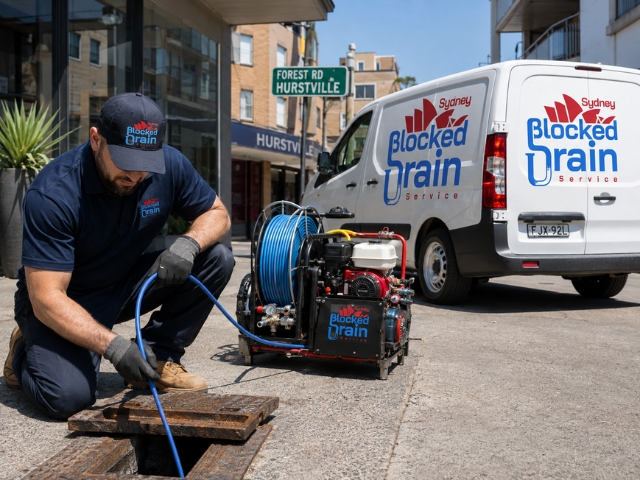 Drain service technician with a compact jetting rig