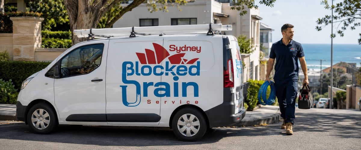 Sydney Blocked Drain Service van and uniformed plumber in Waverley