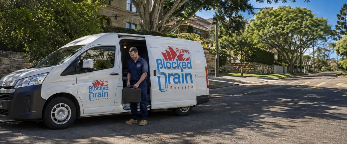 Sydney Blocked Drain Service van and uniformed plumber in Willoughby