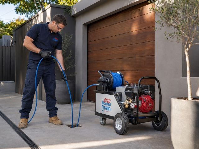 Sydney Blocked Drain Service technician with a compact jetting rig in Woollahra